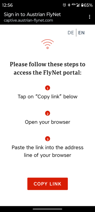 Please follow these steps to access the FlyNet portal: 1 Tap on 